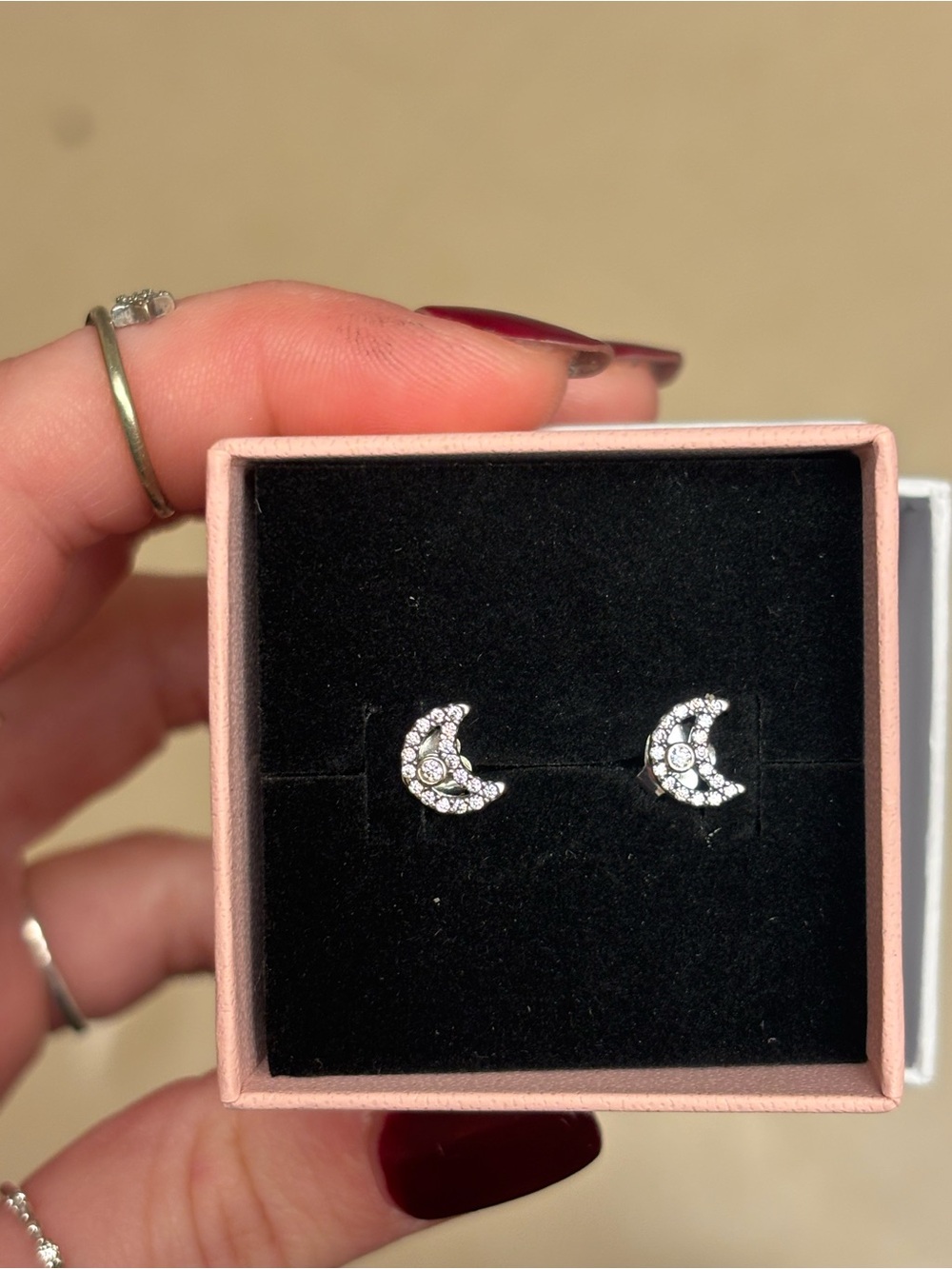 Sparkling Moon Stud Earrings Pandora brand new in box never worn